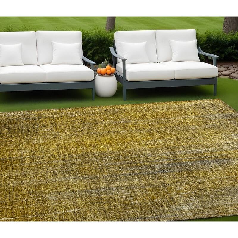 Almosi Stripe Weather Resistant Classic Meets Modern Outdoor Rug - 8' X 10' - Chocolate