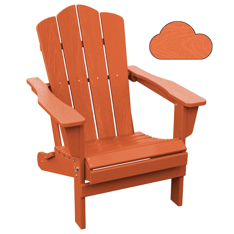 Outdoor HDPE Folding Classic Adirondack Chair All-Weather - Orange