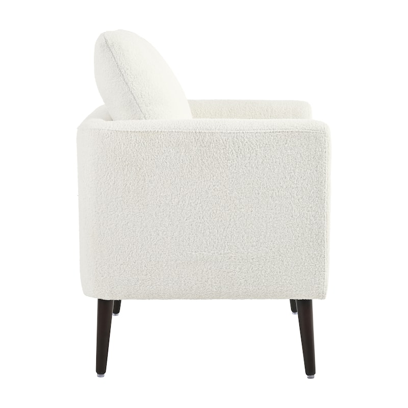 Modern 26.77" Upholstered Arm Chair with Solid Wood Legs and Waist Pillow