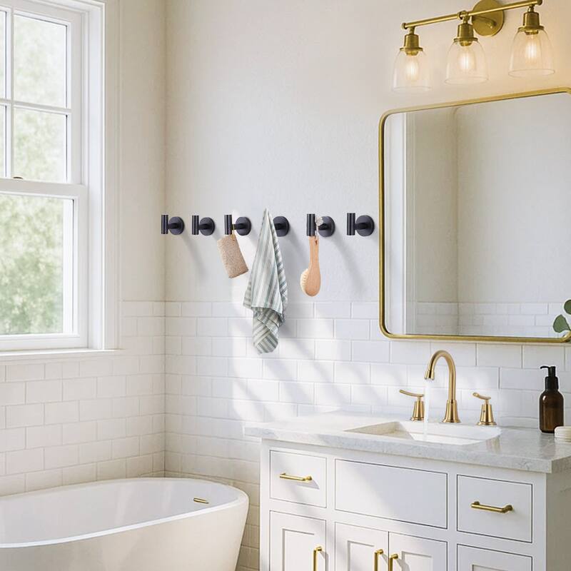 WOWOW Stainless Steel J-Hook Robe/Towel Hook 6-Pack