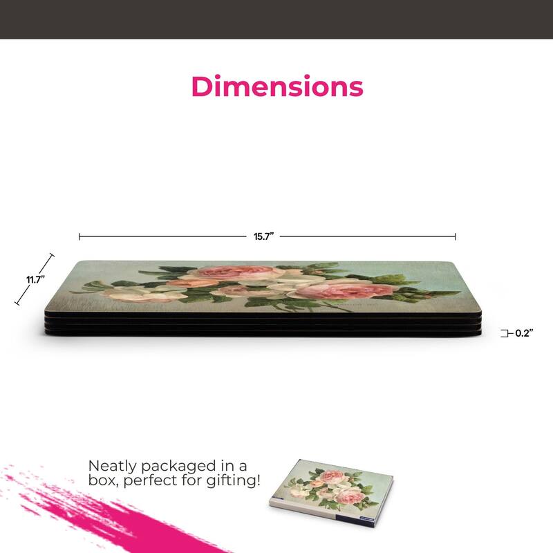 Pimpernel Set of 4 Antique Roses Collection Placemats - 11.7 in x 15.7 in