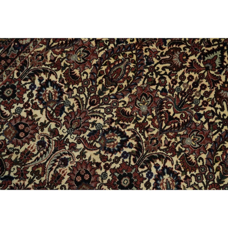 Hand Knotted Oriental 100% Wool Carpet Traditional All-Over Beige & Ivories Bidjar Area Rug - 9' 9'' X 6' 8''