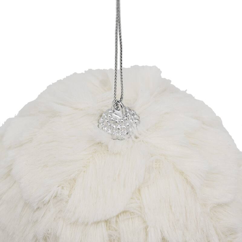 4" Cream Ruffle Ball Ornament, Decorative Hanging Ball Christmas Tree Ornaments for Holiday Party Decorations, Set of 6