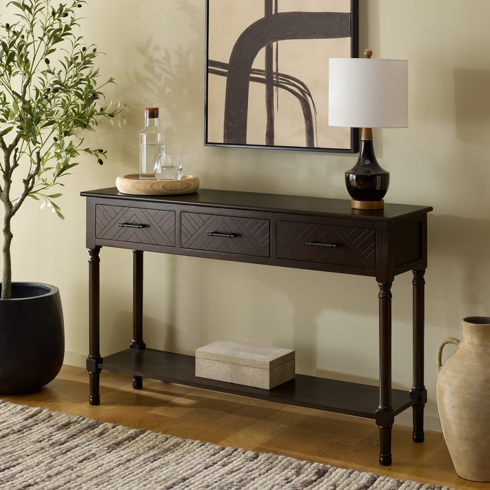 SAFAVIEH Jeanie 3-Drawer Bottom Shelf Console Table - 47.3" W x 13" L x 29.5" H - 47"W x 13"D x 30"H