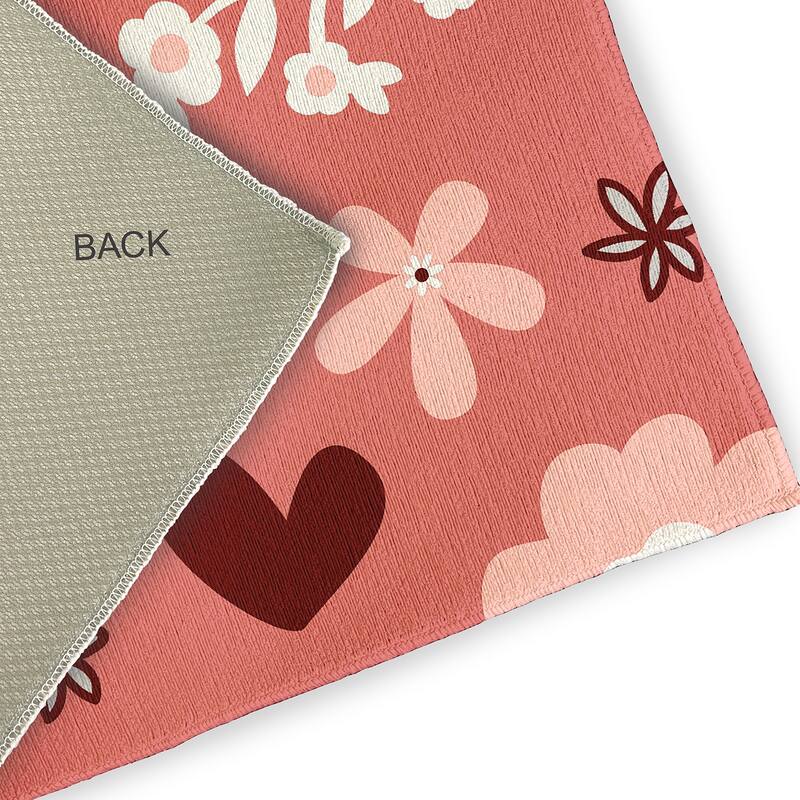 Flowery Love Valentines Chenille Indoor/Outdoor Rug