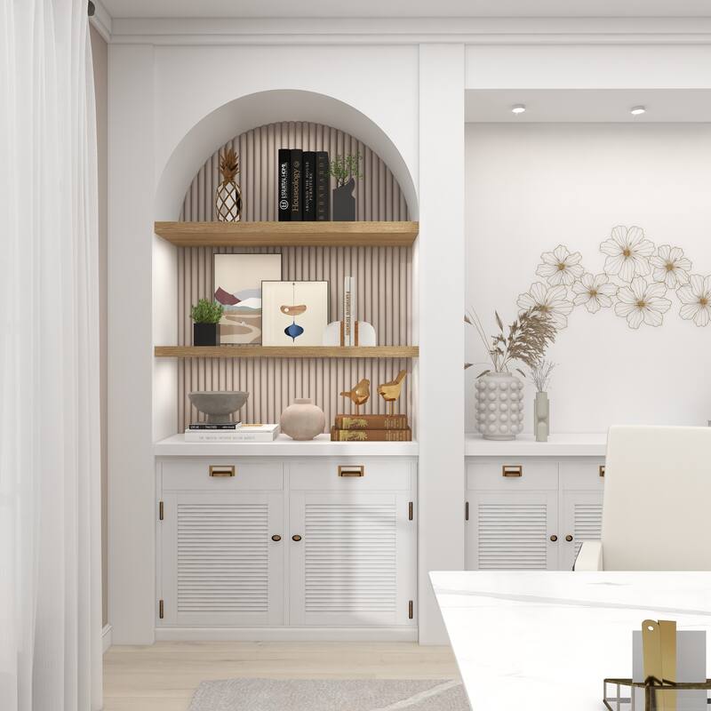 White Marble 5 lbs Decorative Bookends with Wood Details (Set of 2)