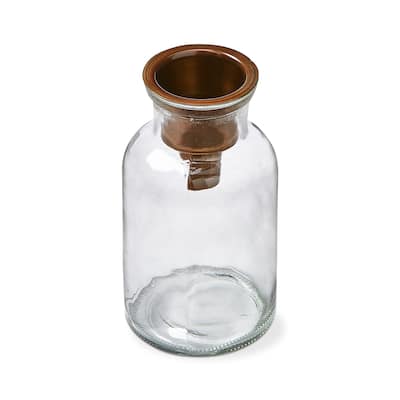 Mercantile Clear Glass Jar Tealight Taper Candle Holder, 3.5L x 3.5W x 6.0H inches