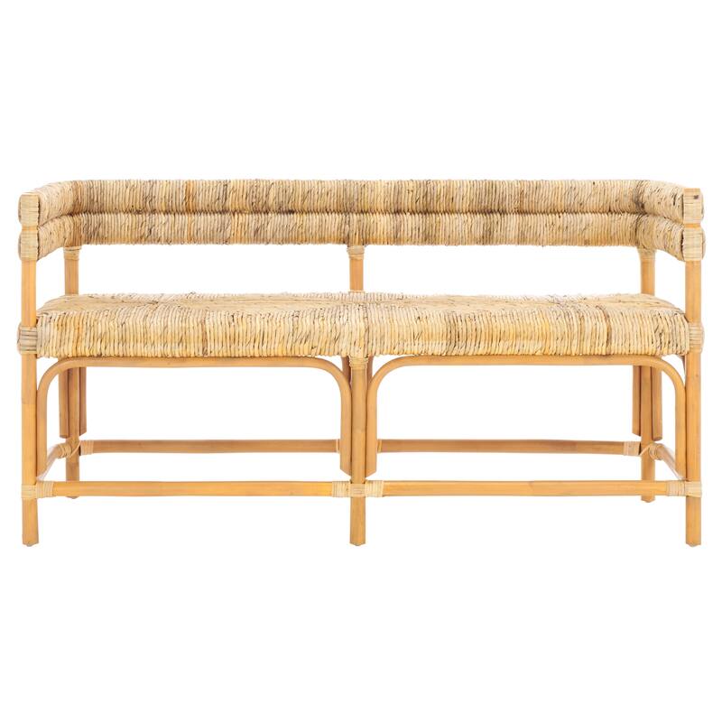 SAFAVIEH Couture Elexa Tropical Banana Woven Bench, Fully Assembled - 54"W x 21"D x 28"H