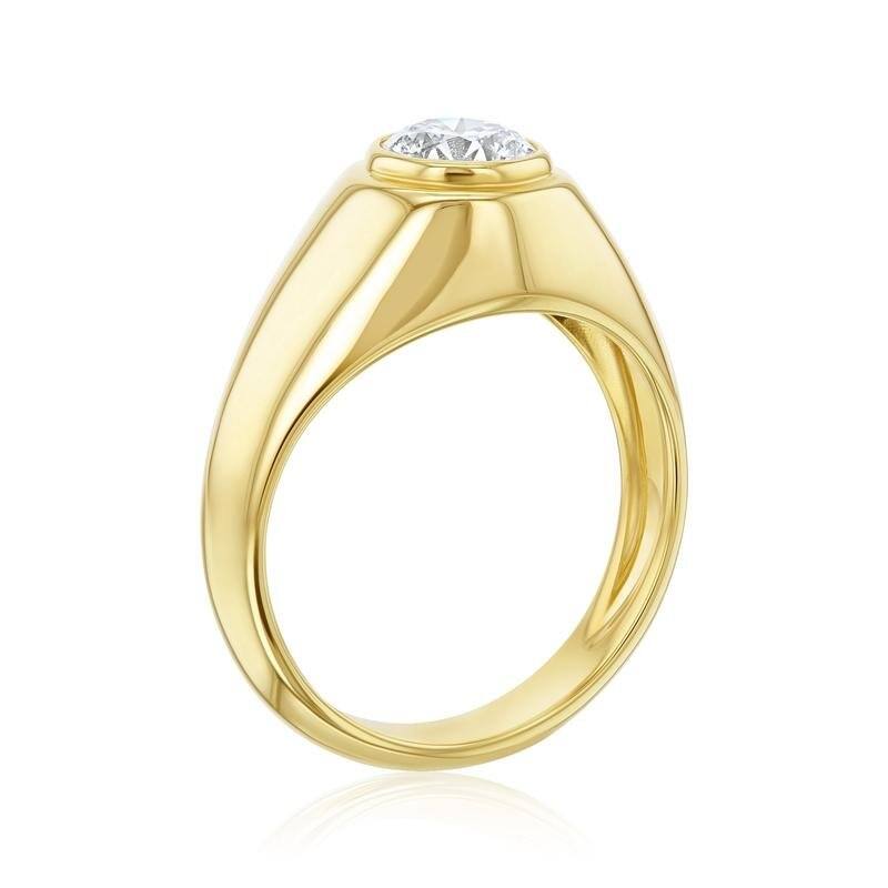 Kobelli 1.23 Carat Lab Grown Diamond IGI Certified 14k Solid Yellow Gold Flush Bezel Regis Ring