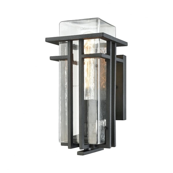 Geometric Style - One Light Outdoor Wall Mount with Clear Blown Glass Shade and Bold-Clean Styling. Opens flyout.