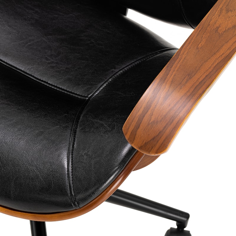 Glitzhome Leatherette Adjustable Swivel Desk Office Chair with Armrest Ergonomic Design