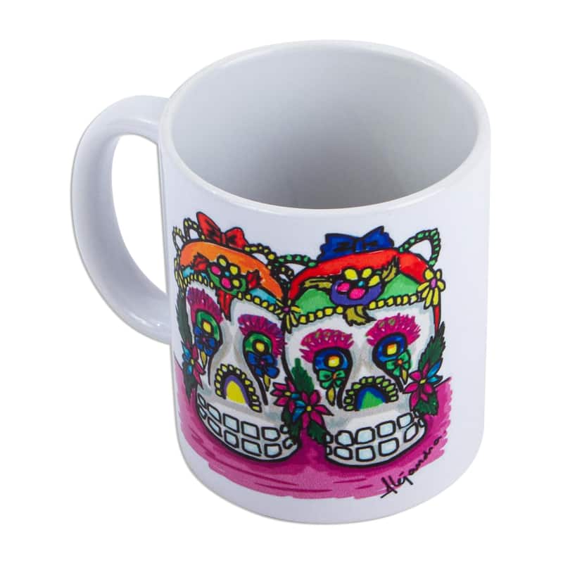 Novica Handmade Mexican Sugar Skulls Ceramic Mug