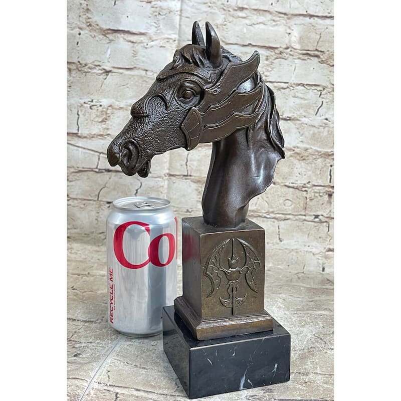 Horse Head Bronze Bust Statue Sculpture Figure Original Art Decor Equestrian 10.5 Inches X 6 Inches