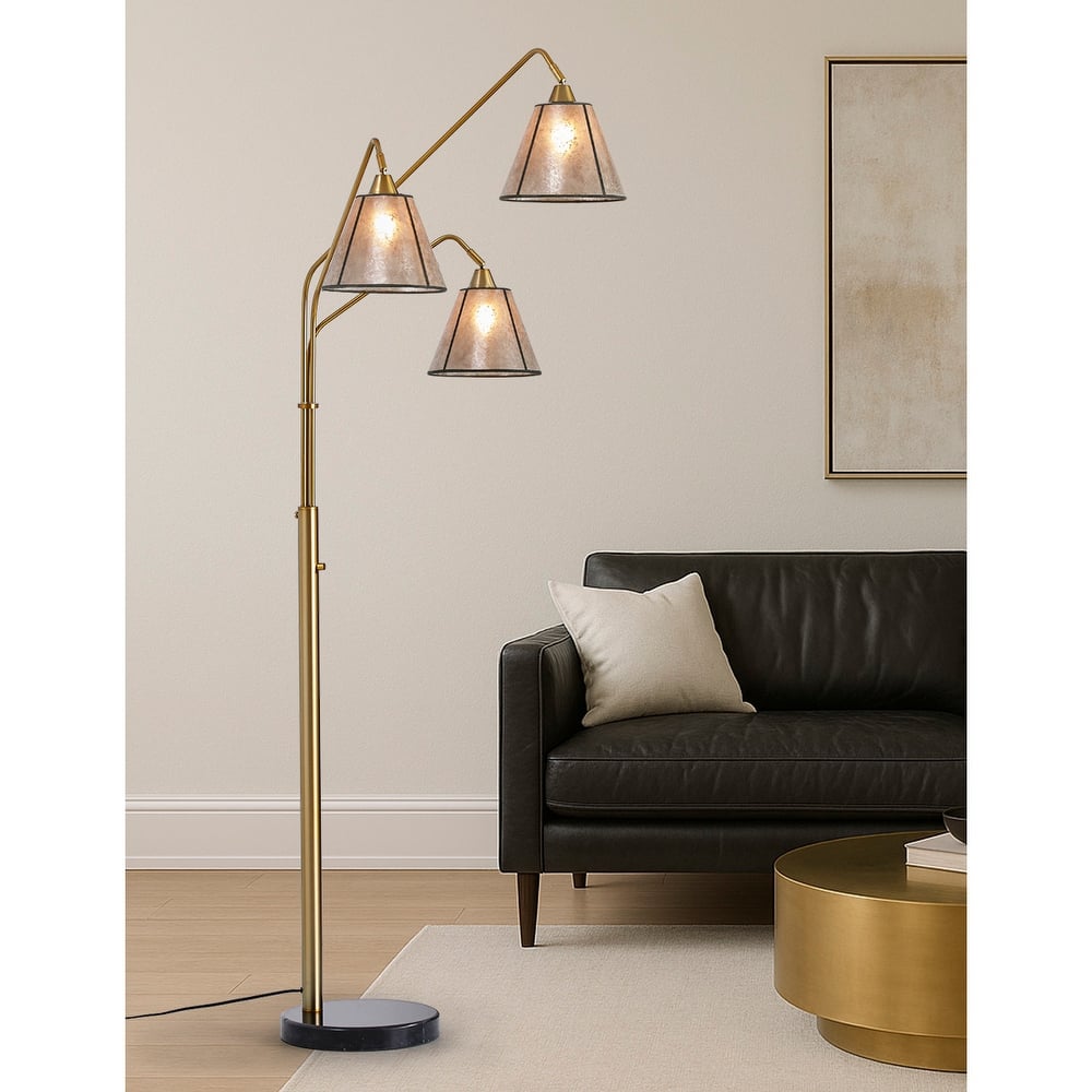 Midtown 3 Light Arch Floor Lamp with Mica Shade