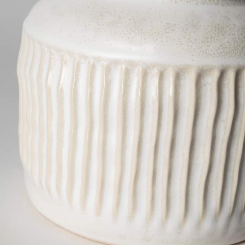 Whitewash Handled Textured Ceramic Vase