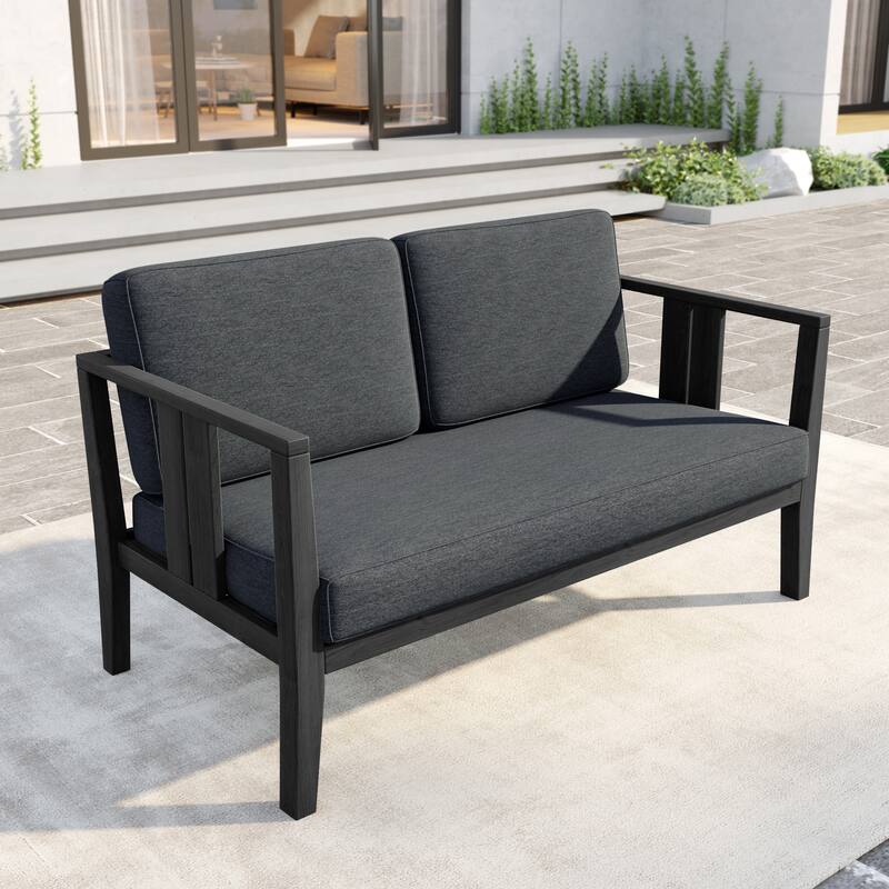 Outdoor Teak Solid Wood Patio Furniture Set Loveseat Armchair Table Collection