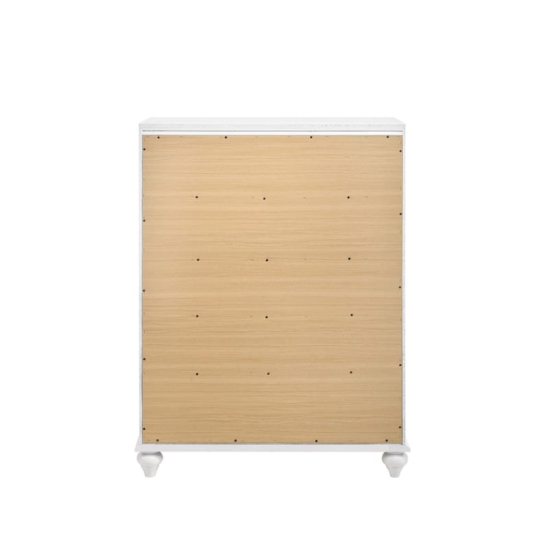 Chest with 5 Drawers and Glitter Acrylic Front, White