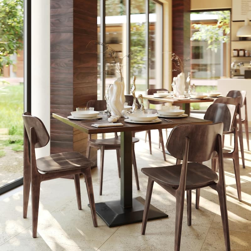 Set of 2 Commercial Solid Wood Dining Chair with Curved Backrest - 17.25"W x 20.75"D x 33.25"H