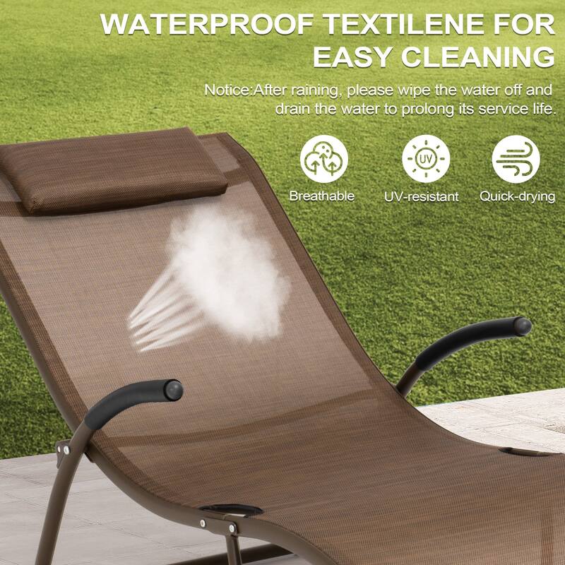 Crestlive Products Outdoor Aluminum Chaise Lounge Chair with Adjustable Backrest