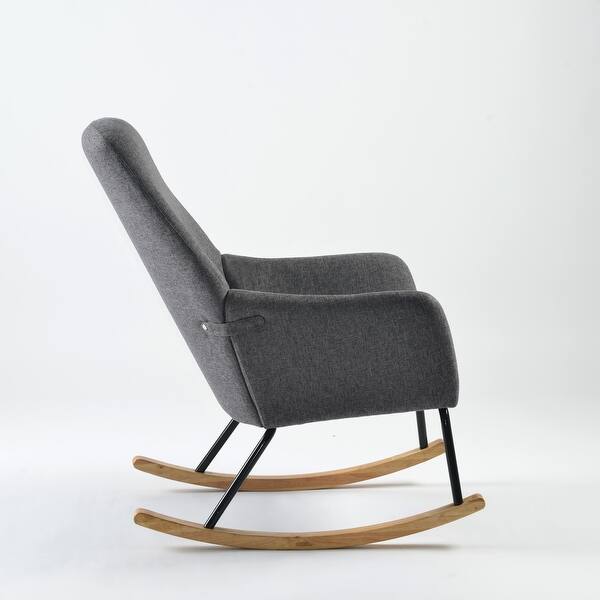 Espresso Brown Faux Leather With Walnut Finish Rocking Chair