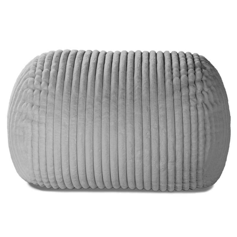 Ribbed Faux Fur Bean Bag Loveseat - 64" - Gray