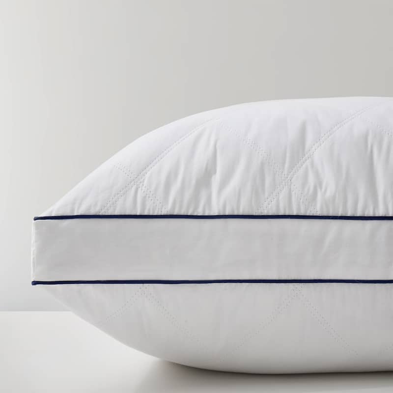 Quilted Cotton Goose Feather Down Pillow, Medium Support Pack of 2 - White