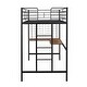 preview thumbnail 12 of 11, Twin Metal Loft Bed with Integrated Desk and Decorative Grid , Sturdy Construction with