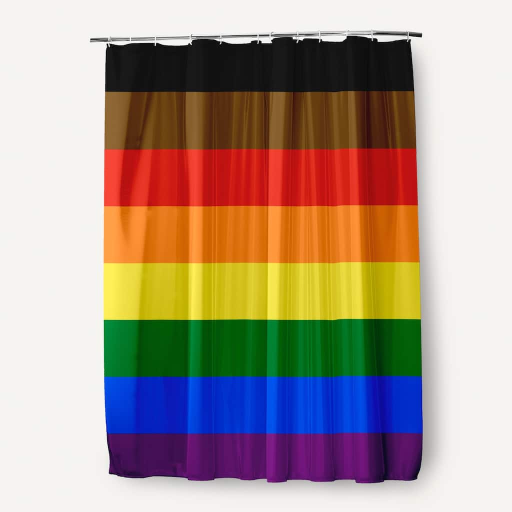Inclusive Pride Flag Durable Poly Shower Curtain