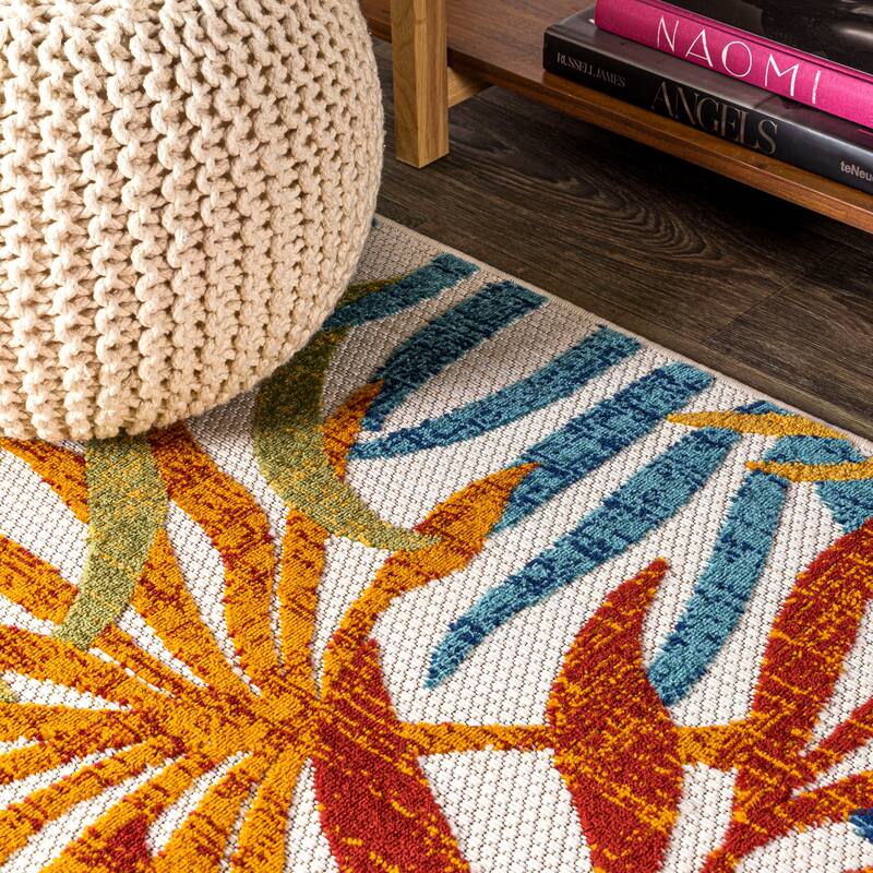 JONATHAN Y Aydin Palm Leaves Indoor/Outdoor Area Rug