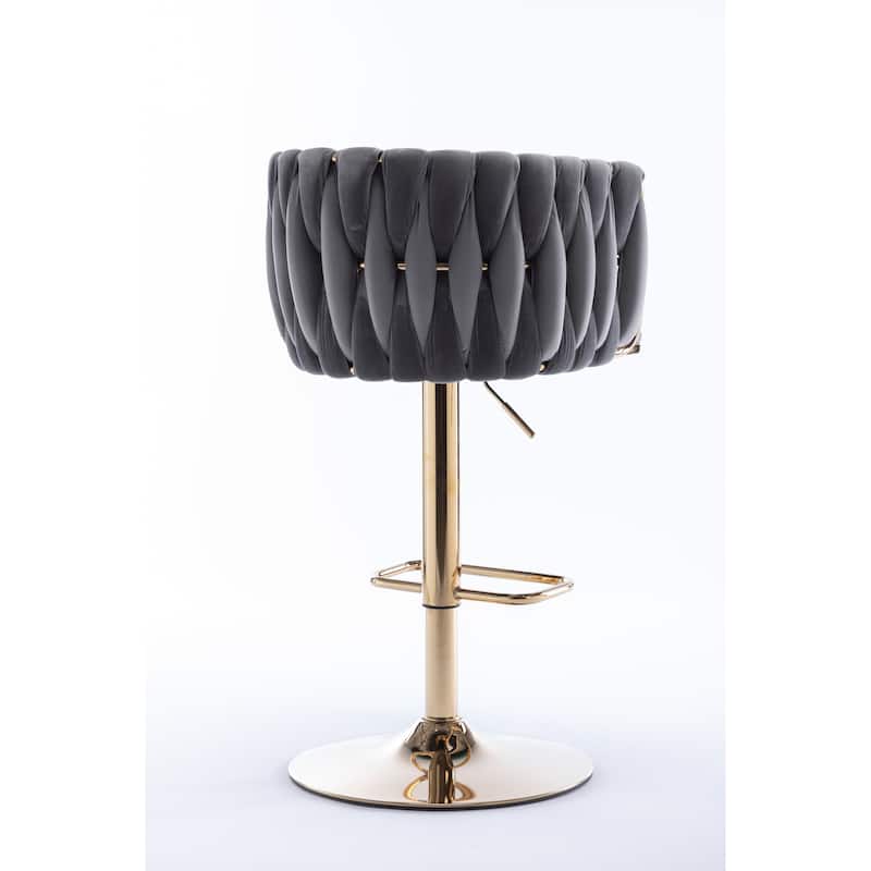 Counter Height Bar Stools Set of 2, Swivel Armless Chairs with Height Adjustable, Kitchen Island Chairs with Chrome Footrest