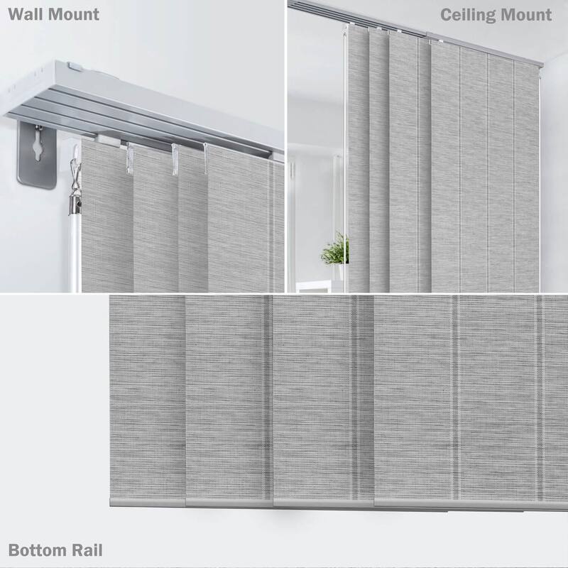 GoDear Design Natural Woven Adjustable Sliding Panel Track Blinds, Vertical Blinds, Timeless Series, 45.8"- 86" W x 96" L