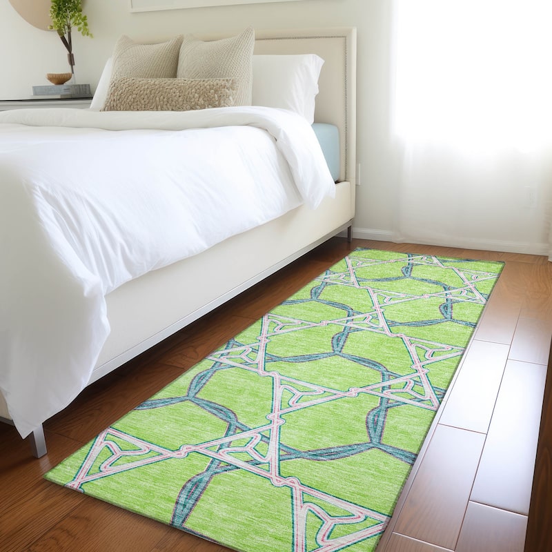 Premium Washable Super Soft Modern Tangle Mayfield Rug - Lime - 2'3" x 7'6"
