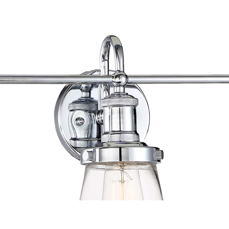 Taylor 3 Light Chrome Bath Bar with Clear Glass Jar Shades - 22.62