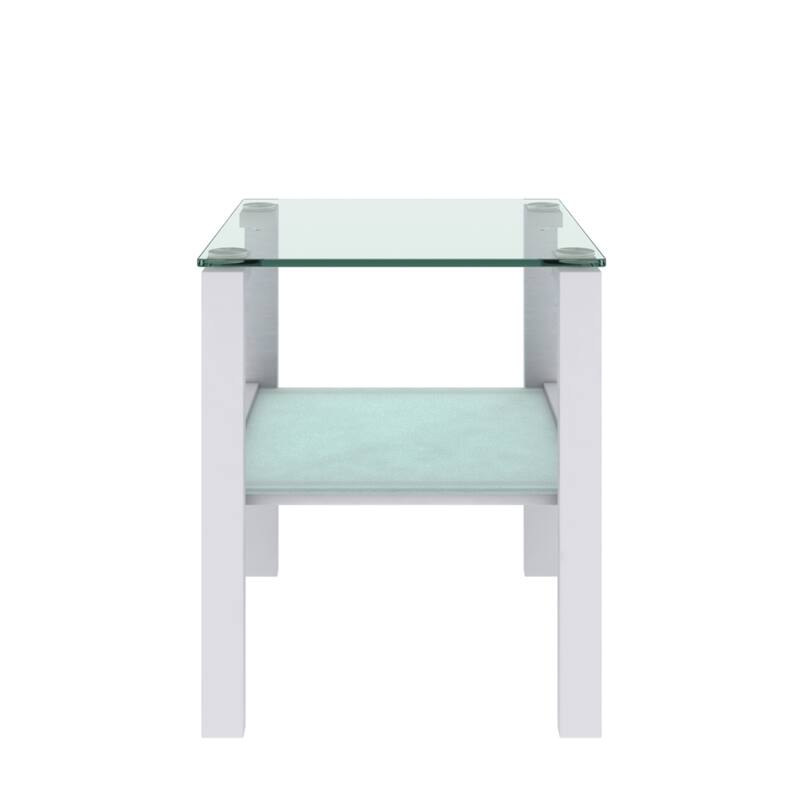 Set of 2, Glass two layer tea table, small round table, bedroom corner table, living room side table,Black