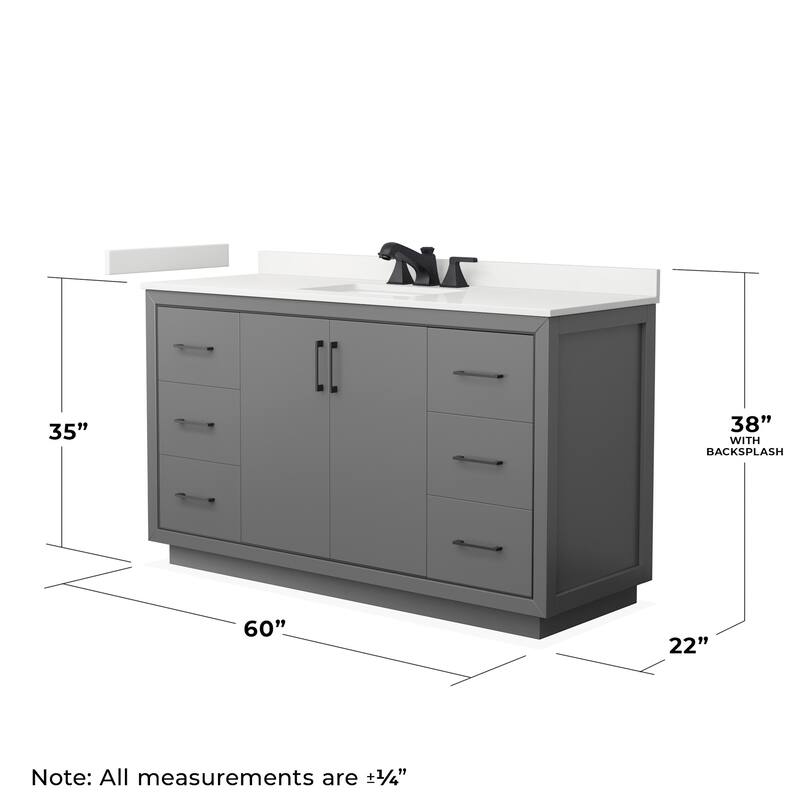 Wyndham Collection WCF111160S-QTZ-US3MXX Icon 60" Free Standing Single