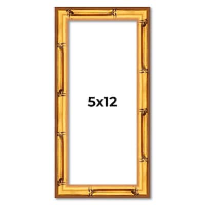 5x12 Frame Gold Bamboo Solid Wood Picture Frame | 1 Inch Moulding