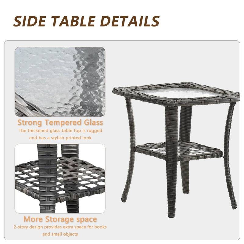 Gray Wicker Rattan Outdoor Patio Furniture Set Swivel Chair with Cushion