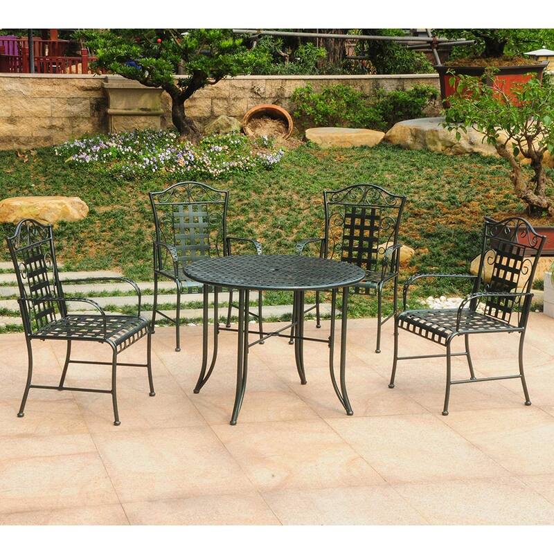 Outdoor Dining Set Patio Furniture Set Iron Table Chairs Elegant Design