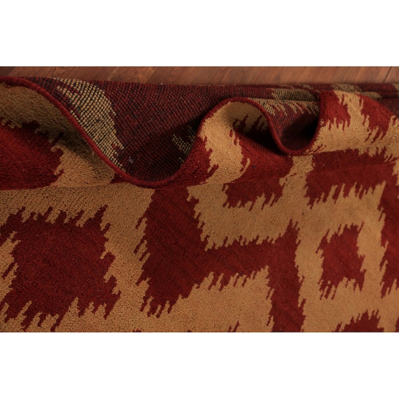 Hand Knotted Oriental 100% Wool Carpet Modern Geometric Red Moroccan Area Rug - 9' 7'' X 7' 11''