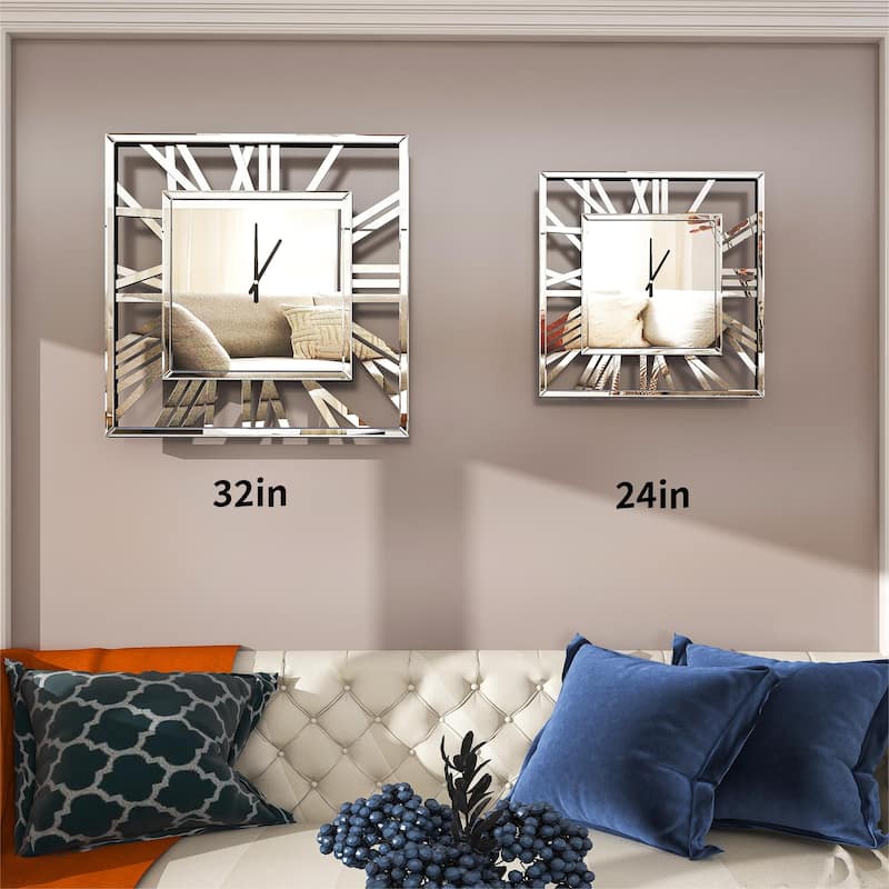 Large Wall Clocks Modern Mirrored Clock