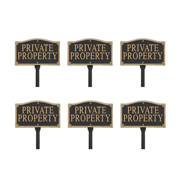 Whitehall Private Property Wall/Lawn Plaque (Black/Gold, 6-Pack) - 9.5 in. x 5.8 in. x 0.4 in.