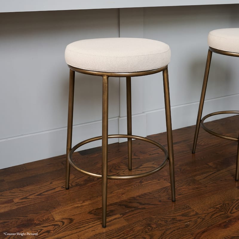 Maven Lane Stella Metal Kitchen Dining Stool - Antique Brass - Bar Height