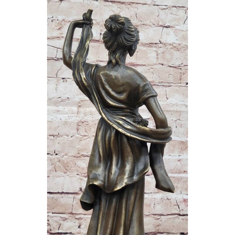 Roman Woman In Flowing Robes - Bronze Metal Sculpture Statue Original Art By Milo