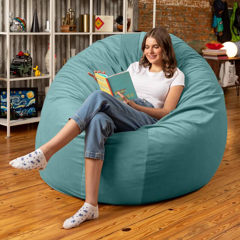 Jaxx Cocoon 6 Ft Giant Bean Bag Sofa and Lounger for Adults, Lush Velvet - Lush Velvet Turquoise