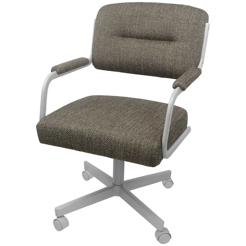 Swivel Kitchen Dining Caster Chair with Wheels - M-110 - N/A - Plumley Cocoa - White
