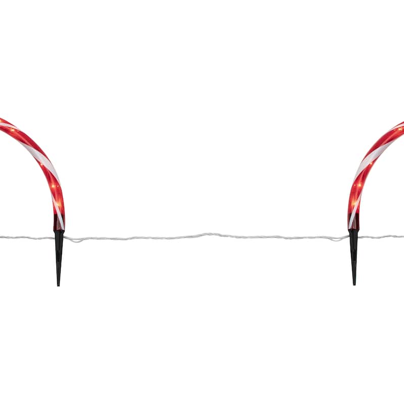 Set of 3 Candy Cane Arch Outdoor Christmas Pathway Markers - Red