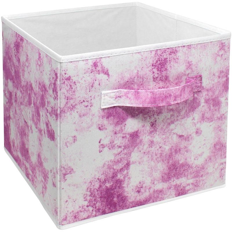 Sorbus 11" Foldable Storage Cube Basket Lightweight Organization Solutions - Single Pack - 11" x 10.5 x 10.5 - Marble Pink