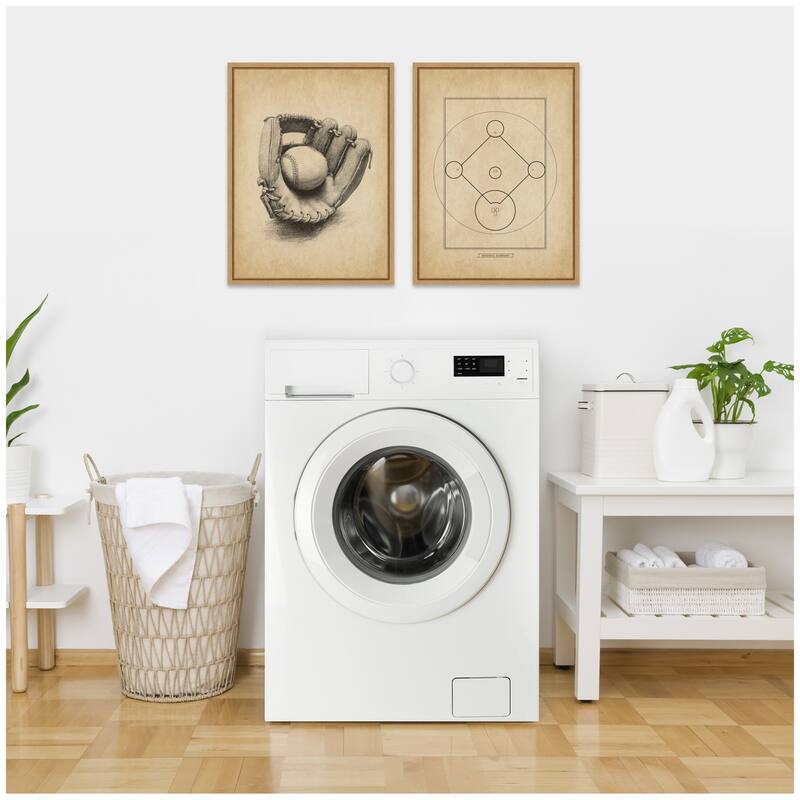 Kate and Laurel Antique Baseball 2 Piece Framed Canvas Wall Art Set by The Creative Bunch Studio