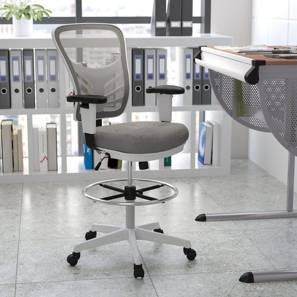 Mid-Back Mesh Ergonomic Drafting Chair with Adjustable Foot Ring