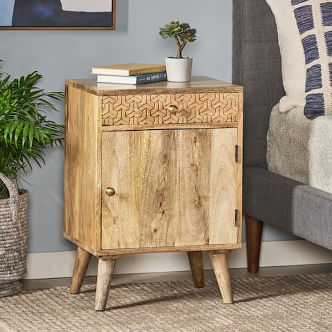 Lytle Boho Handcrafted Mango Wood Nightstand with Storage by Christopher Knight Home